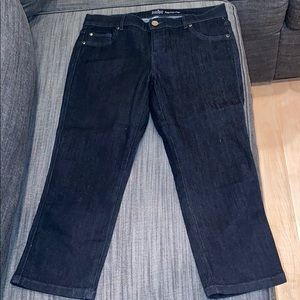 Dark Denim Cropped Stretch Jeans